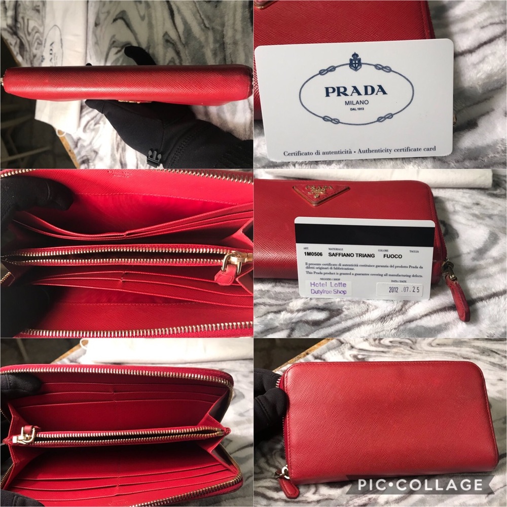 ❤️SOLD❤️PRADA ZIPPY WALLET SAFFIANO REDS LEATHER - Picture 6 of 8
